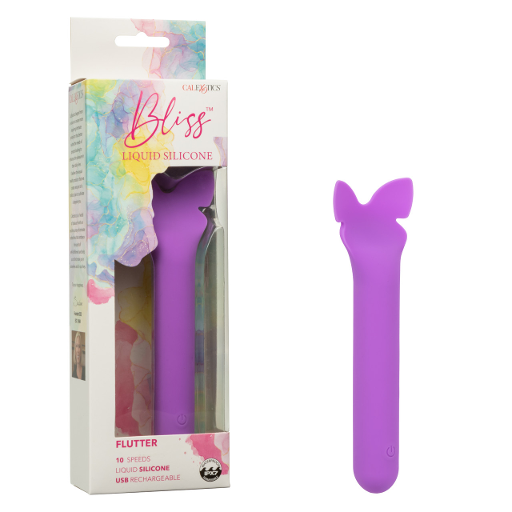 Bliss Liquid Silicone Flutter Vibrator in Purple with 10 Speeds and Design