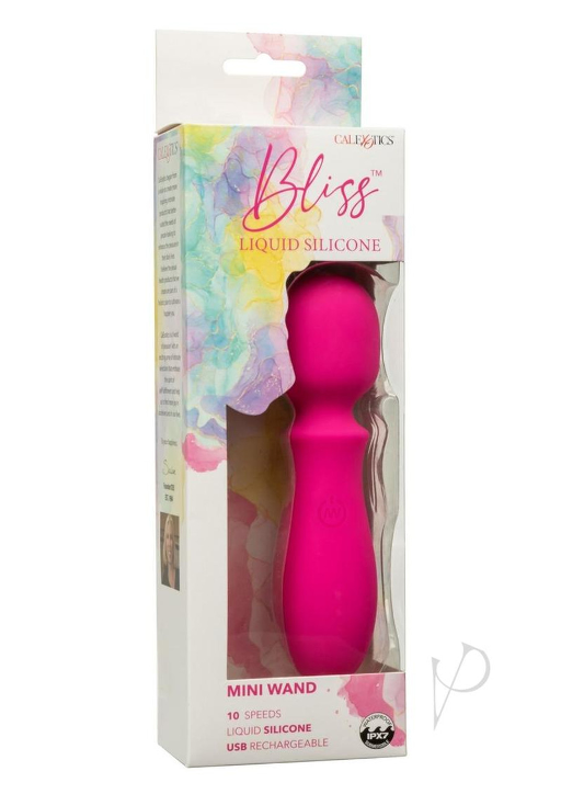 Bliss Liquid Silicone Mini Wand Pink Waterproof 10 Speeds Compact Size