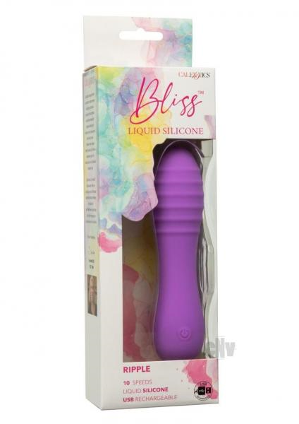 Bliss Liquid Silicone Ripple Massager Purple 10 Speeds Waterproof