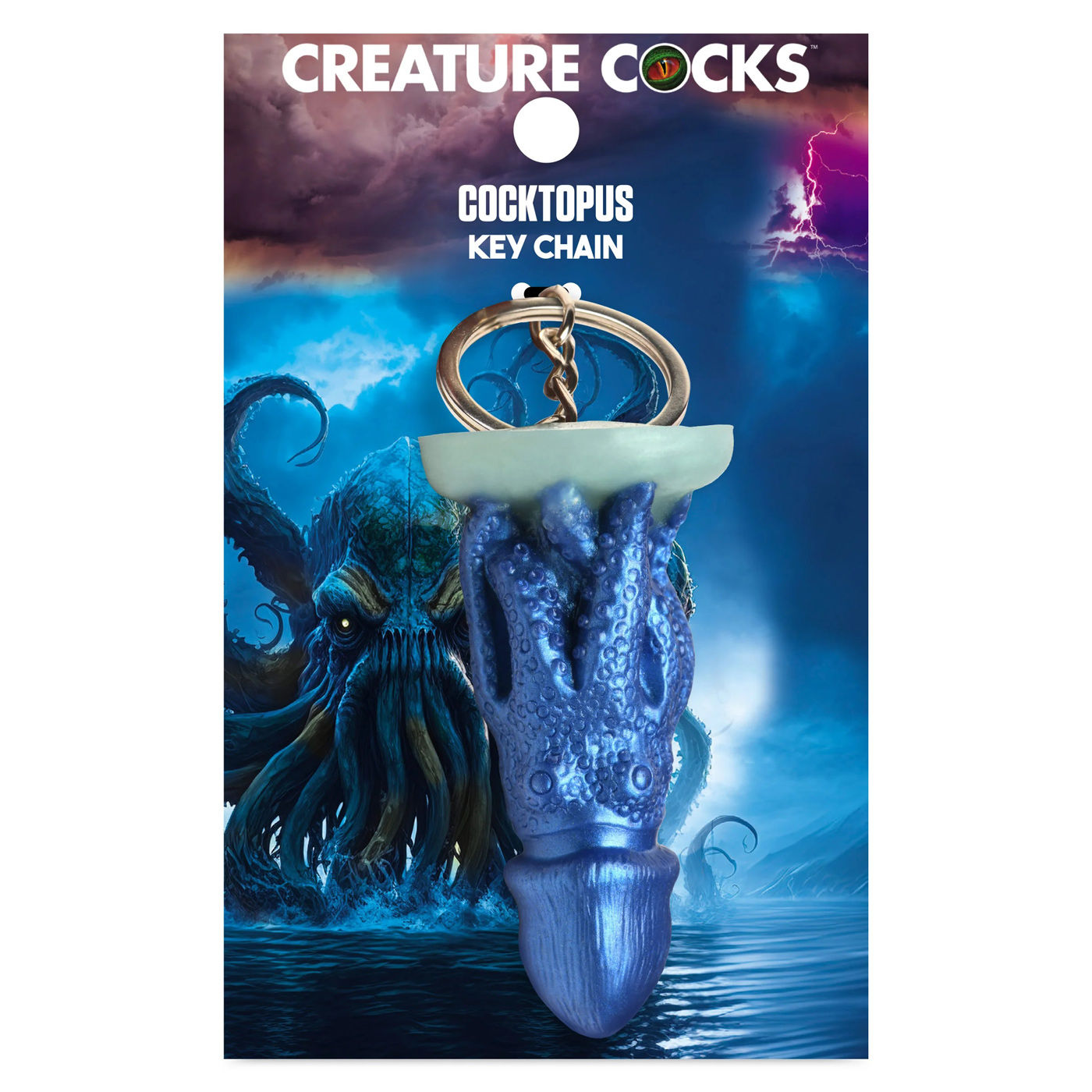Blue Cocktopus Keychain Adult Novelty Keyring for Fantasy Fans