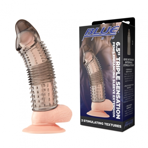 Blue Line 6.5 Inch Triple Texture Penis Enhancer Sleeve Extension
