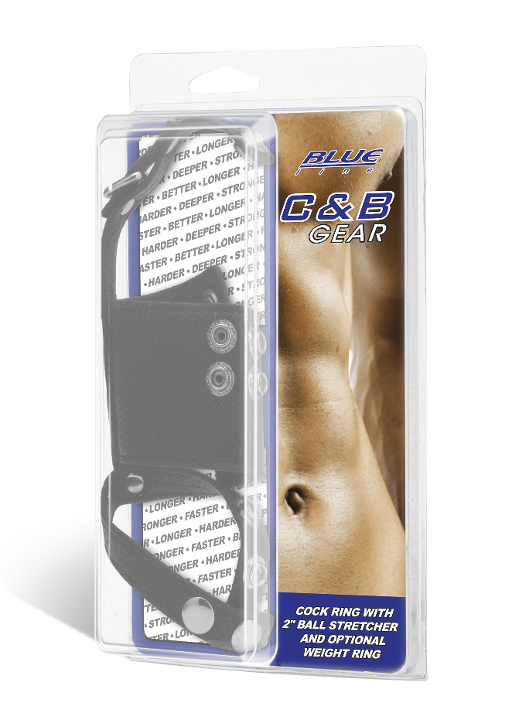 Blue Line Cock Ring with 2 Inch Ball Stretcher and Optional Weight Ring