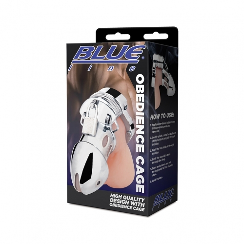 Blue Line Obedience Adjustable Male Cock Cage And Testicle Ring