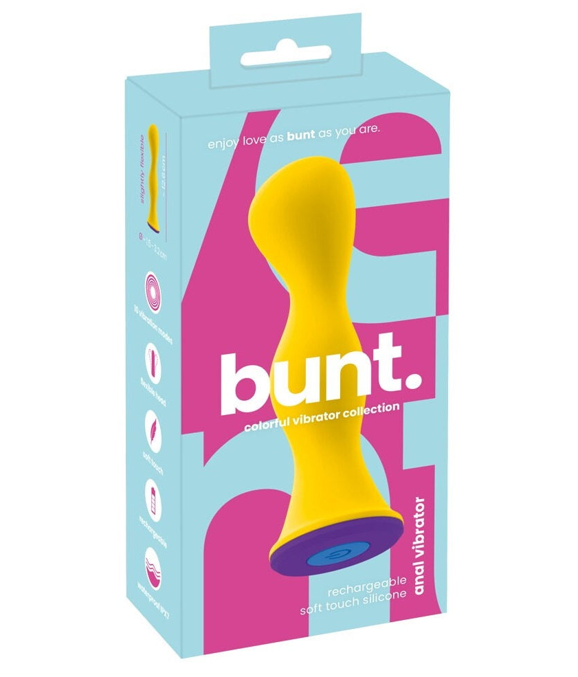 Bunt Anal Vibrator Soft Touch Silicone 12.6 cm Yellow and Purple