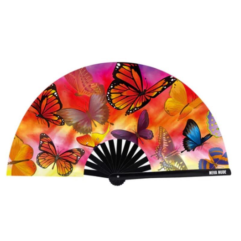 Butterfly Garden Blacklight Folding Fan Adult Accessory