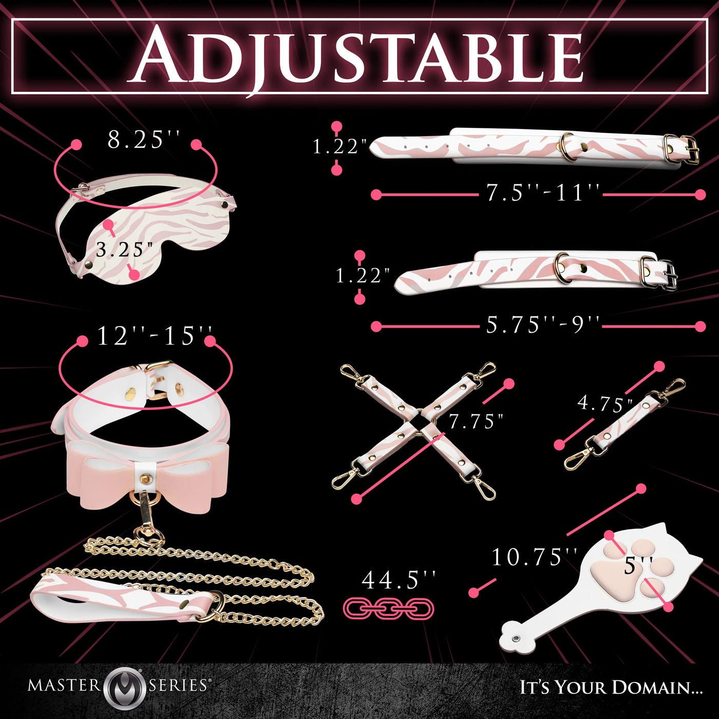 Pink Kitty Vegan Leather Bondage Set with Gold Rivet Details
