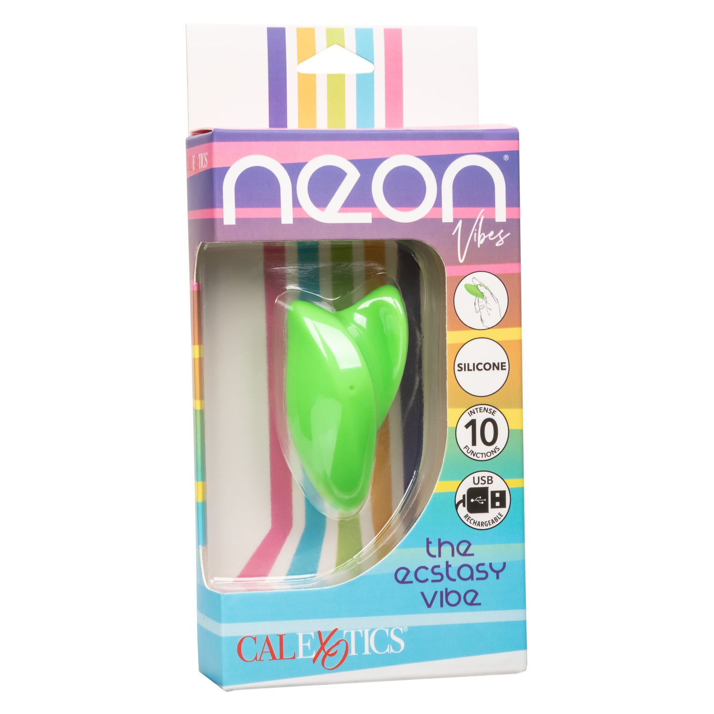 Neon Vibes The Ecstasy Vibe Green Silicone Handheld Massager with 10 Functions and Rechargeable