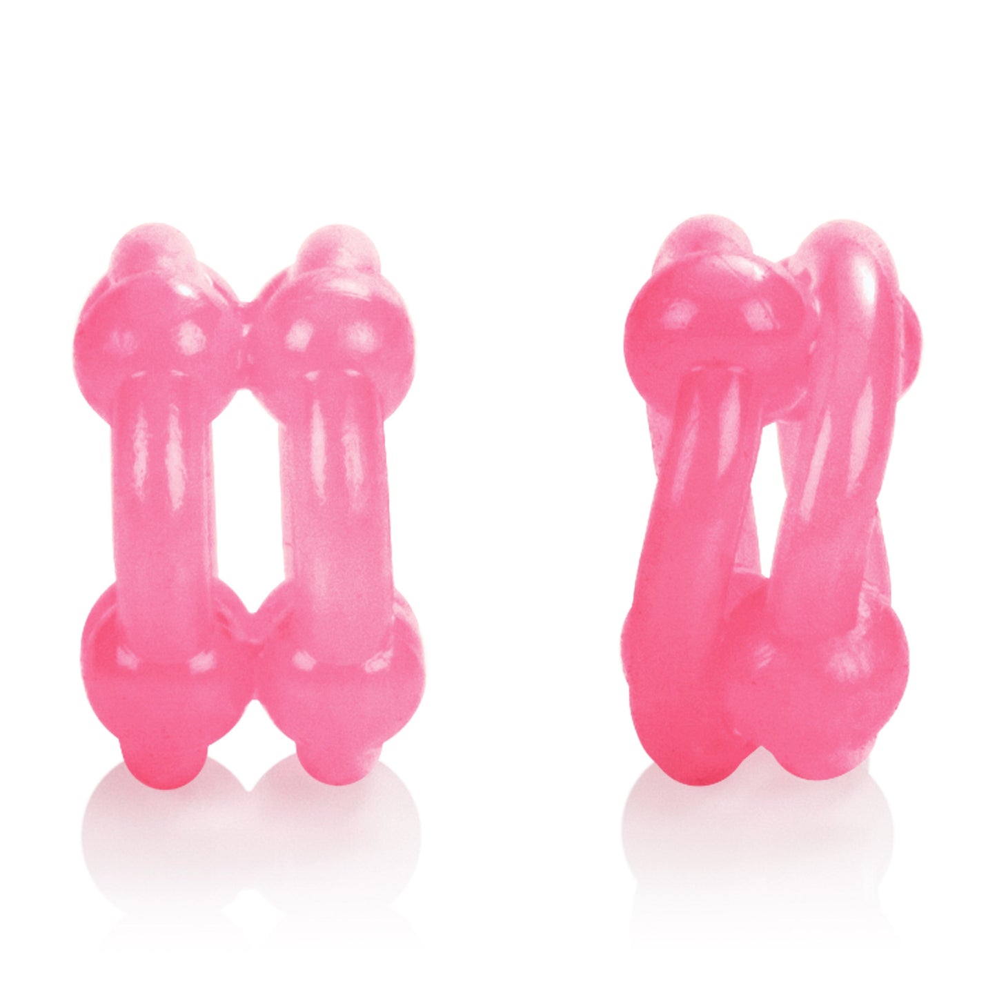 Island Rings Double Stacker Pink Glow in the Dark Stretchy TPE Cock Rings 0.75 Inch 2cm