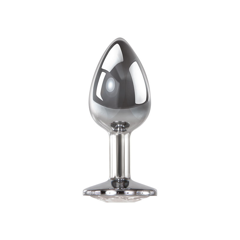 Adam & Eve Clear Gem Small Metal Anal Plug – 7.1 cm Small Butt Plug