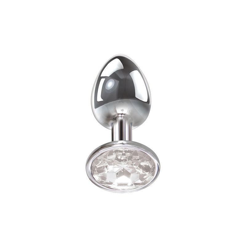 Adam & Eve Clear Gem Small Metal Anal Plug – 7.1 cm Small Butt Plug