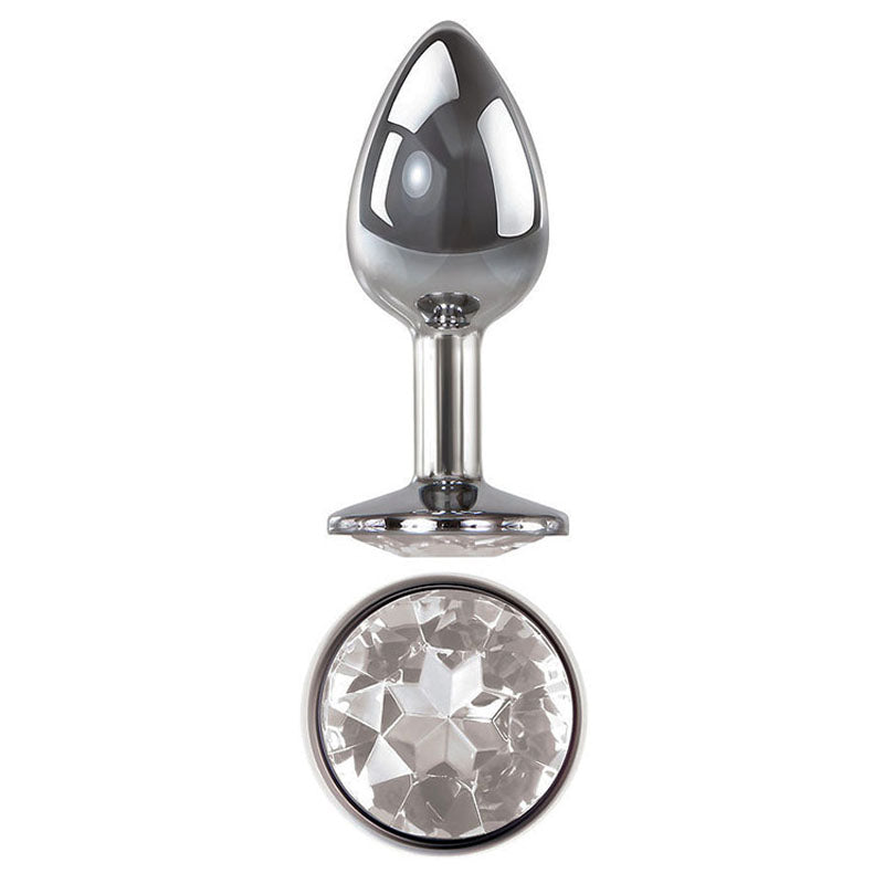 Adam & Eve Clear Gem Medium – Metallic 8.2 cm Medium Butt Plug