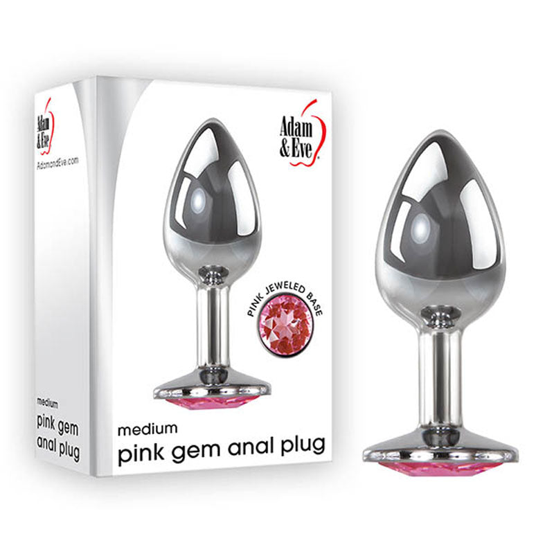 Adam & Eve Gem Anal Plug (Silver) – Medium Metal Butt Plug 8.2 cm