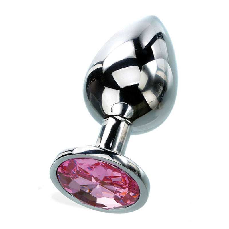 Adam & Eve Gem Anal Plug (Silver) – Medium Metal Butt Plug 8.2 cm