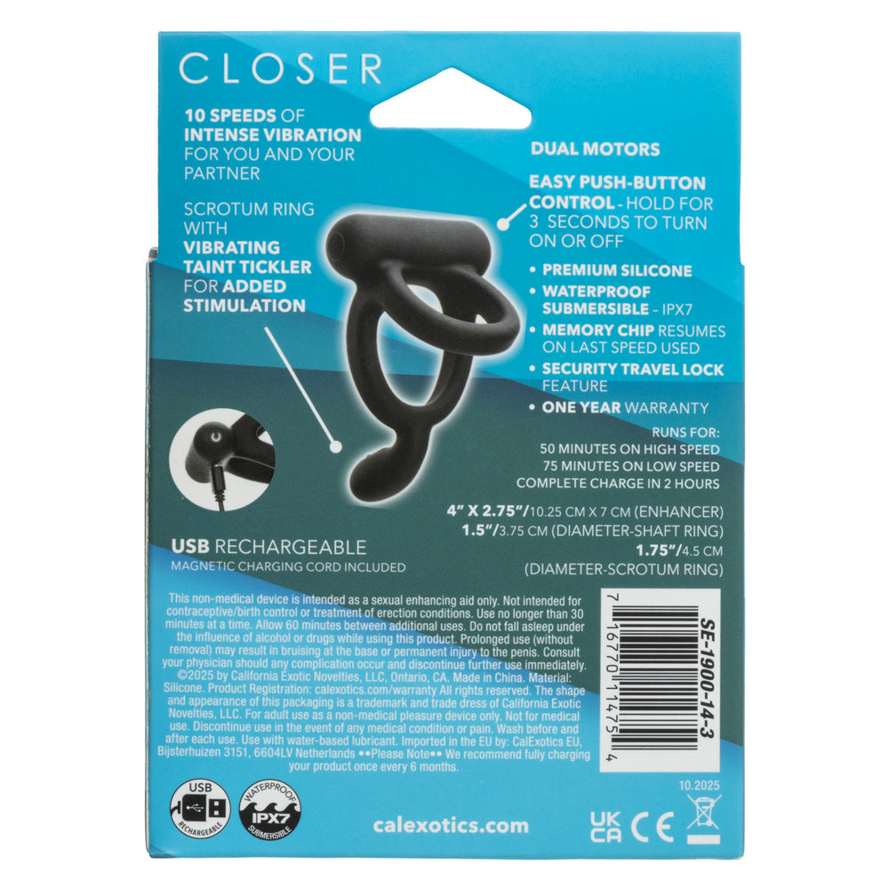 Closer Intimate Rechargeable Ring Caress (Black) – Rechargeable Vibrating Ring