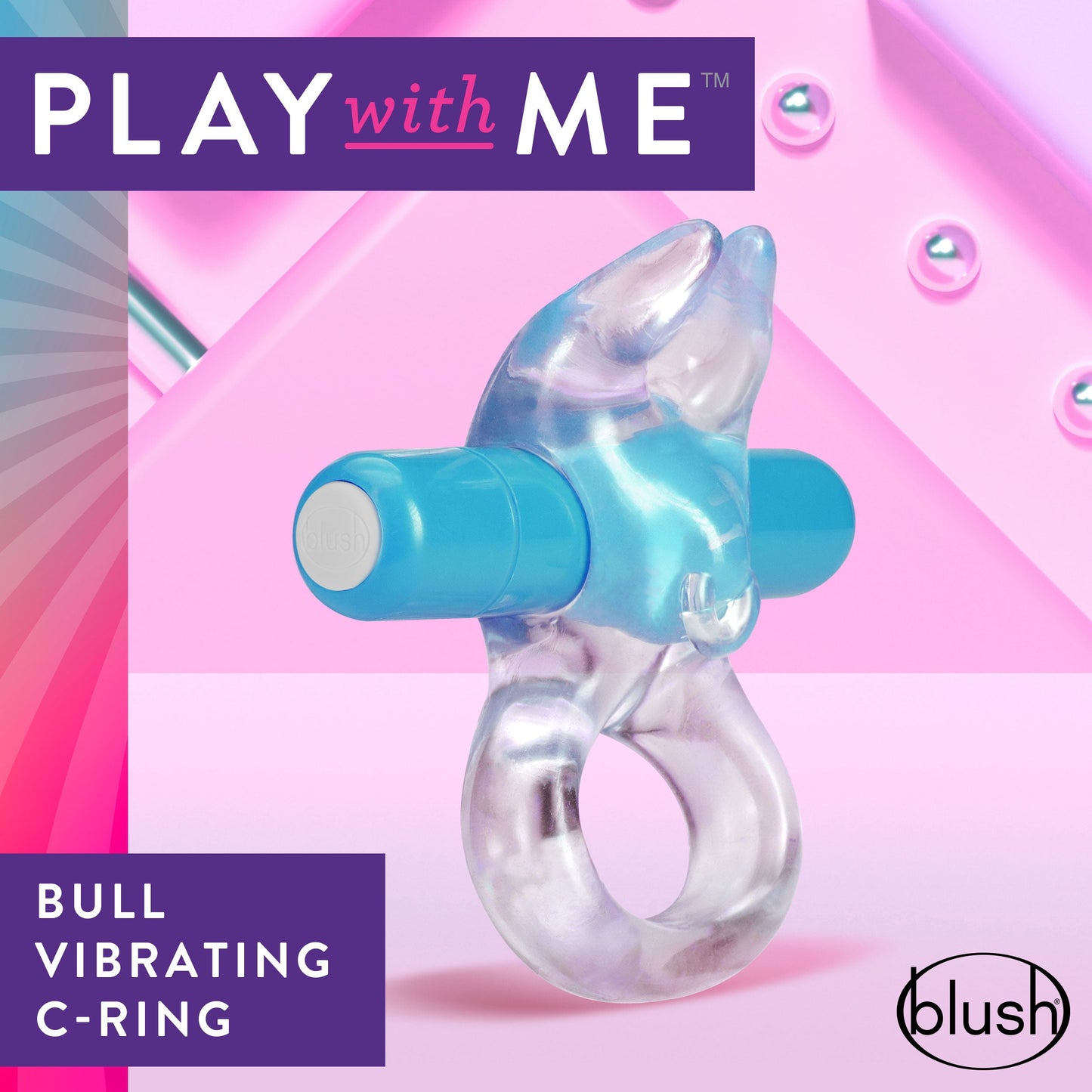 Play With Me Bull Vibrating Cock Ring Blue for Pleasure