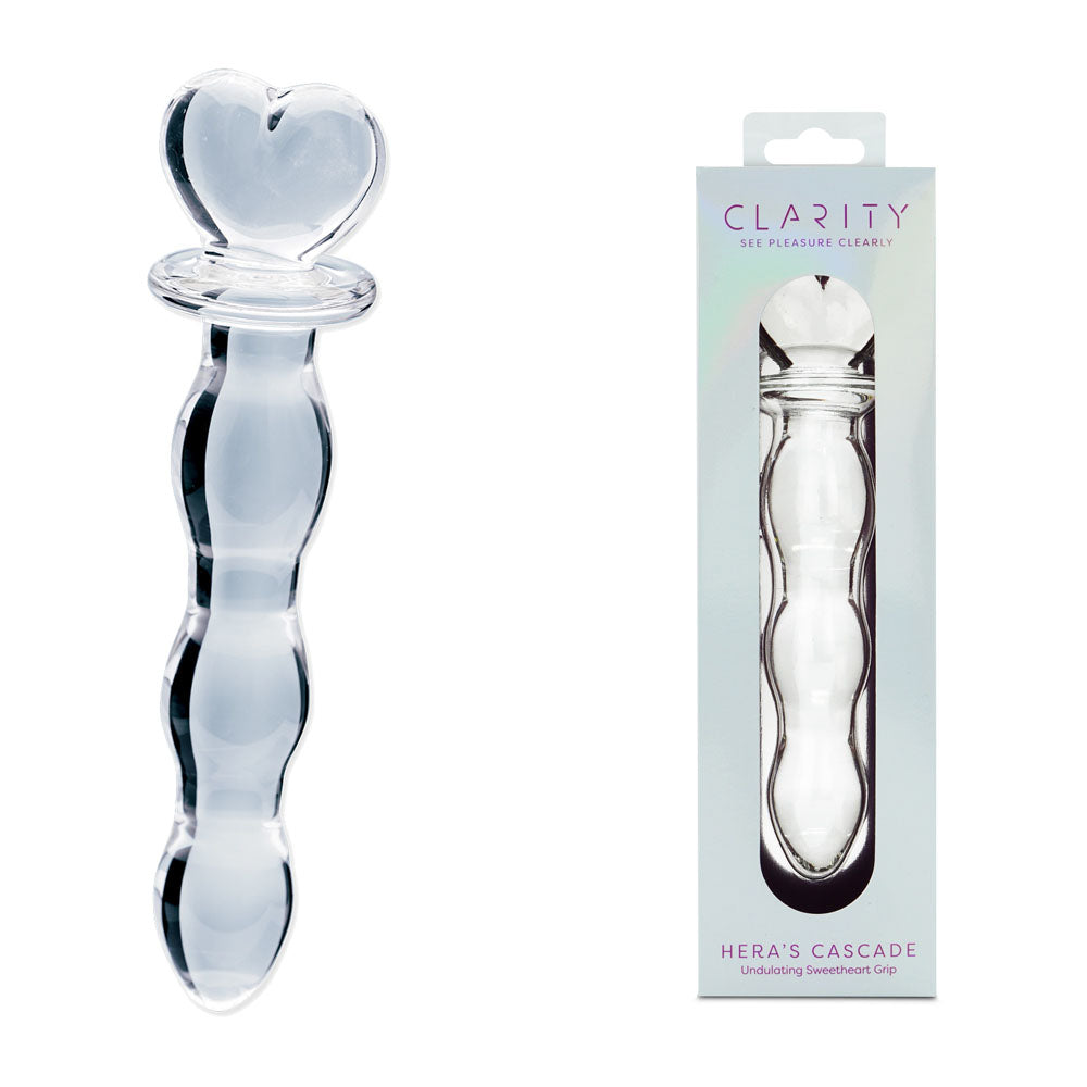 Hera's Cascade – 5.9 Inch Handblown Borosilicate Glass Dildo with Sculptural Handle