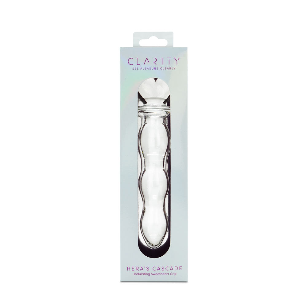 Hera's Cascade – 5.9 Inch Handblown Borosilicate Glass Dildo with Sculptural Handle