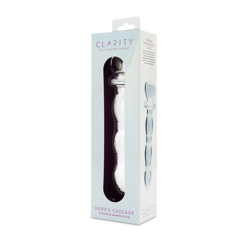 Hera's Cascade – 5.9 Inch Handblown Borosilicate Glass Dildo with Sculptural Handle