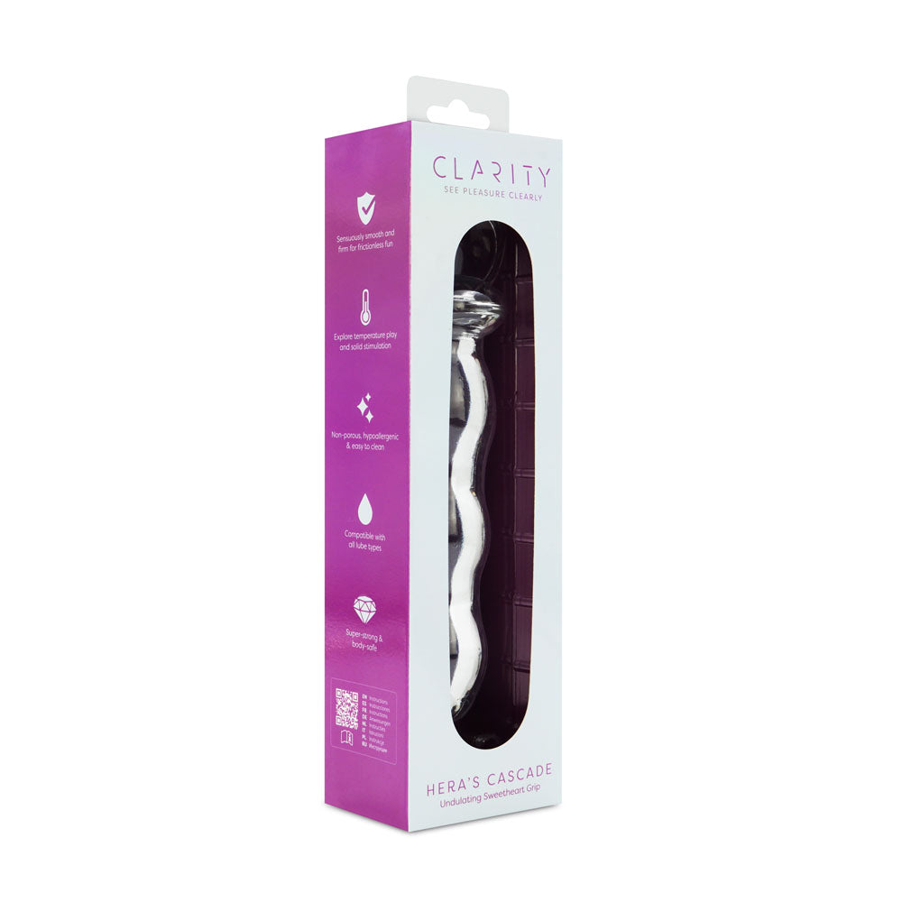 Hera's Cascade – 5.9 Inch Handblown Borosilicate Glass Dildo with Sculptural Handle