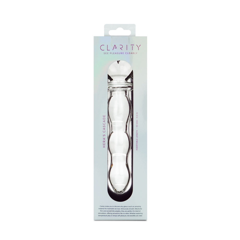 Hera's Cascade – 5.9 Inch Handblown Borosilicate Glass Dildo with Sculptural Handle