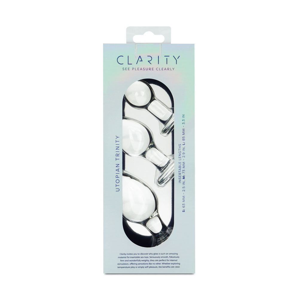 Utopian Trinity – Premium Borosilicate Glass Butt Plug Set Small, Medium, and Large Sizes