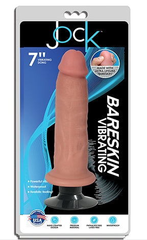 JOCK 7 Inch Bareskin Vibrating Dong No Balls Vanilla Color