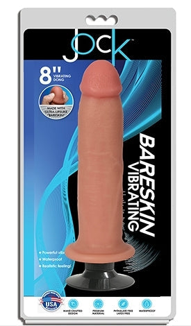 Jock 8 Inch Bareskin Vibrating Dong No Balls Vanilla with Suction Cup