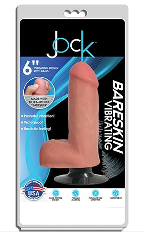 JOCK 6 Inch Bareskin Vibrating Dong with Balls Vanilla