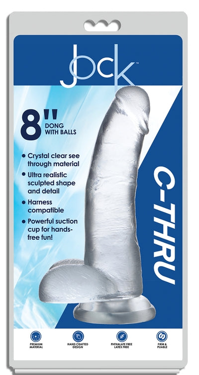 Jock C-Thru 8 Inch Clear TPE Dong with Balls and Suction Cup