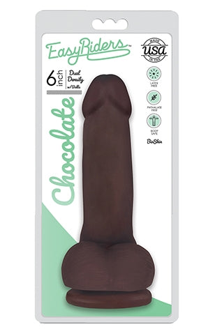 Easy Riders 6 Inch Slim Bioskin Dong With Balls in Chocolate