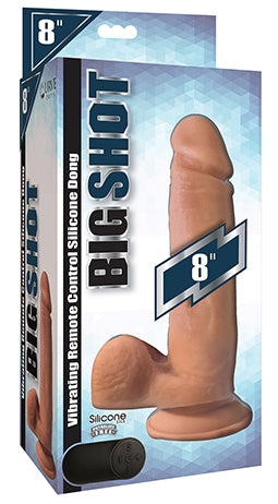 Big Shot 8 Inch Vibrating Wireless Silicone Dildo with Balls and Suction Cup Base