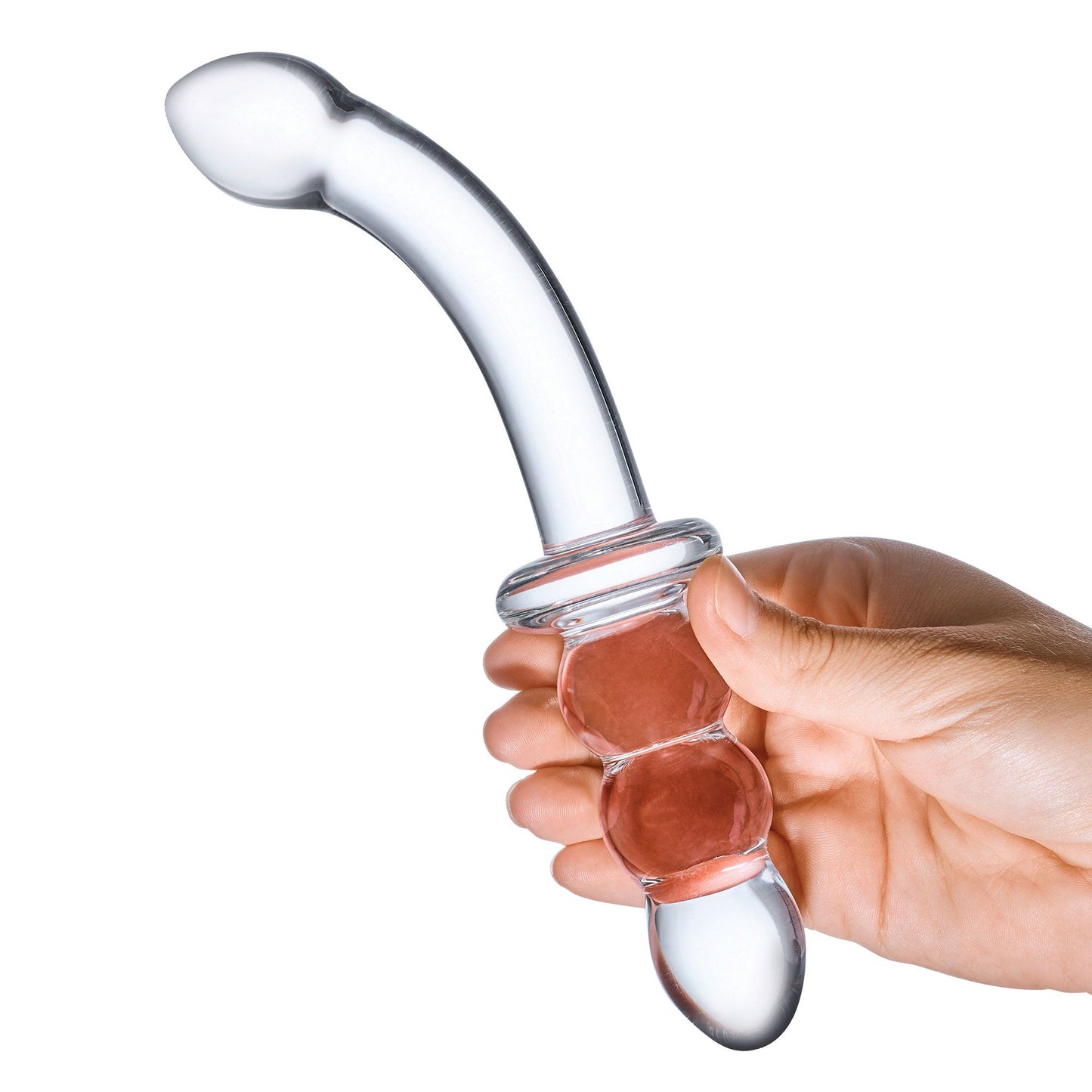 Glas 8 Inch Ribbed G-Spot Double-Ended Glass Dildo