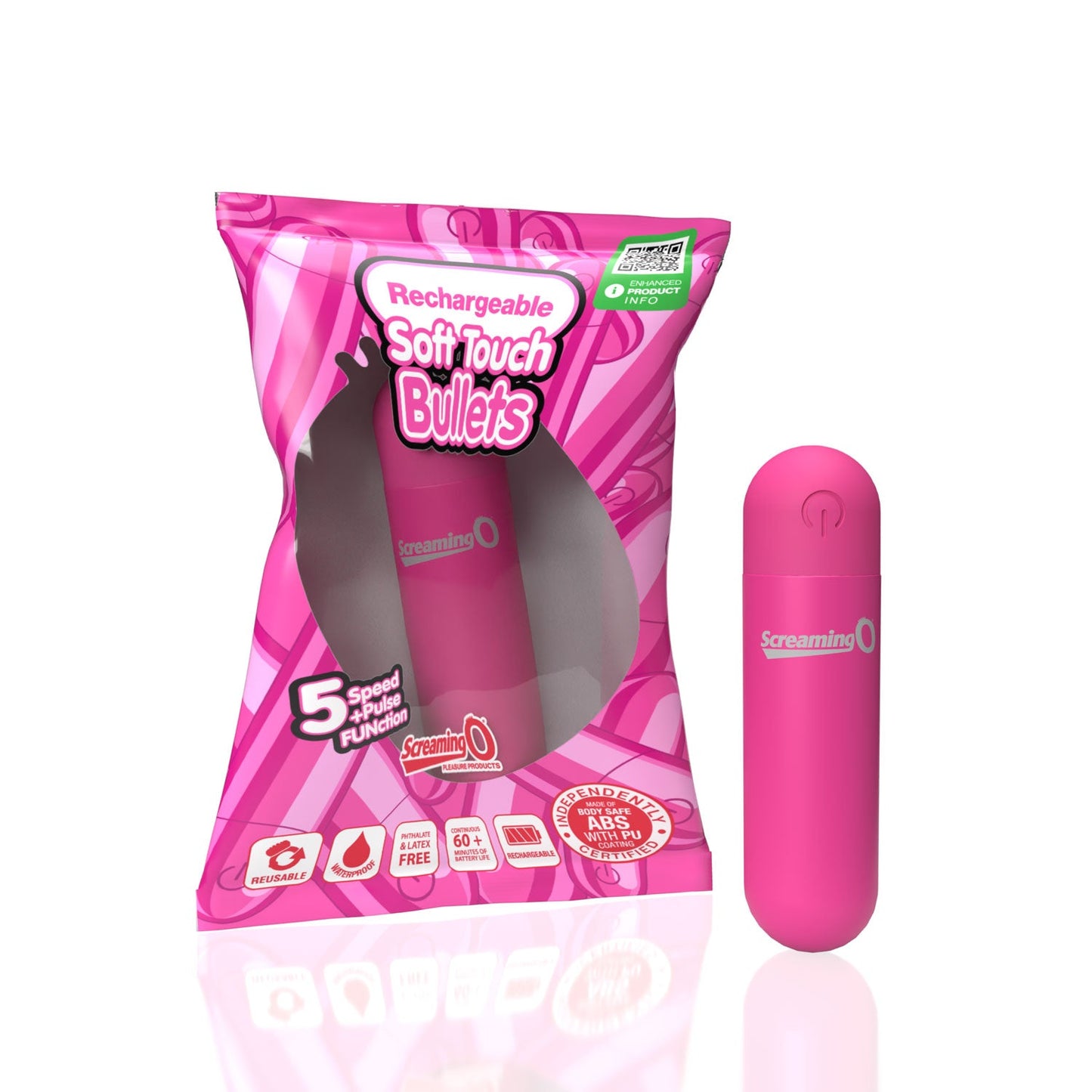 Rechargeable Soft Touch Bullet (Pink) – Waterproof 5-Speed Bullet Vibrator with Pulse Pattern