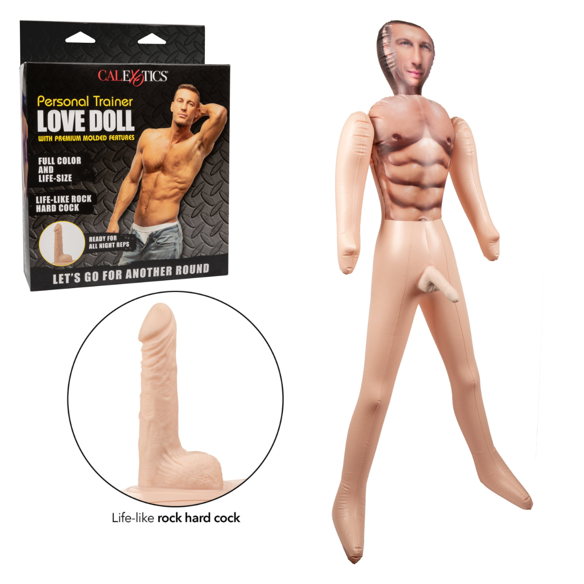 Personal Trainer Love Doll Life-Size Male Inflatable Sex Doll with Full Colour Face and 5.5 Inch Life-Like Cock