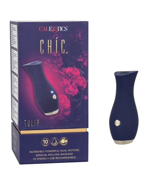 Chic Tulip Waterproof Dual Motor Rolling Massager in Navy Blue with 10 Speeds and Rechargeable