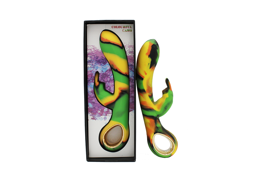 Colourful Camo Dini Vibrator Green with Heating Feature and Ergonomic Design