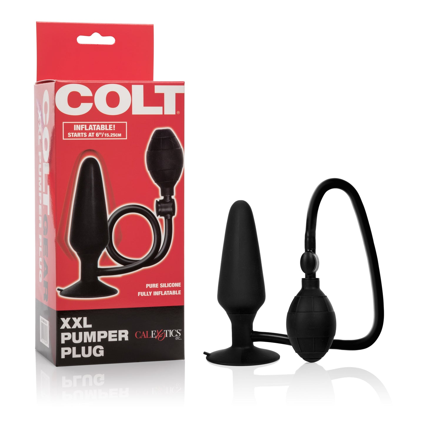 Colt XXL Pumper Plug Black Silicone Inflatable Anal Plug with Squeeze Bulb and Quick Release Valve