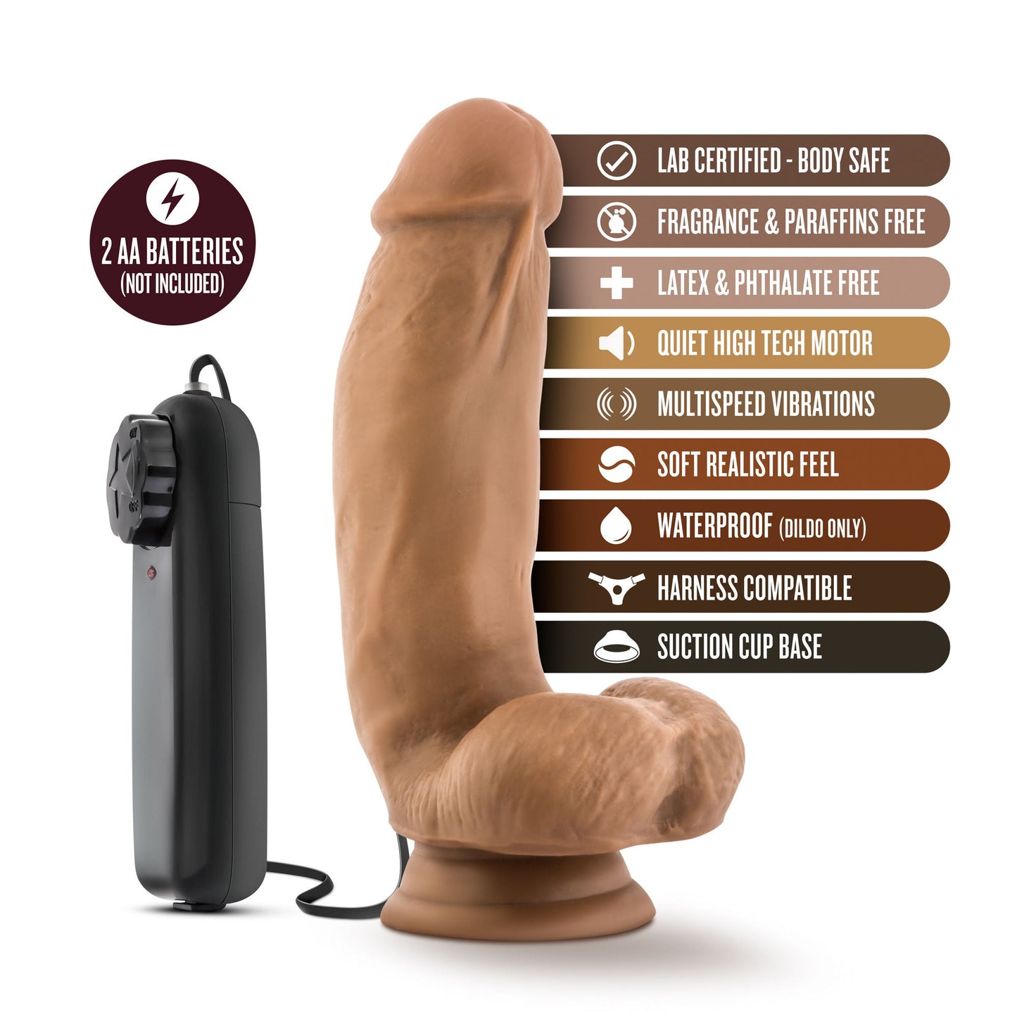Coverboy Mocha Mma Fighter Realistic Vibrator Dildo 7 Inch