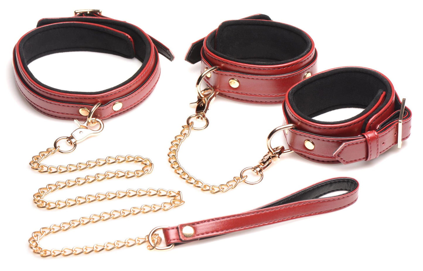 6 Piece Bondage Set – Vegan PU Leather Restraints and Cuffs Kit