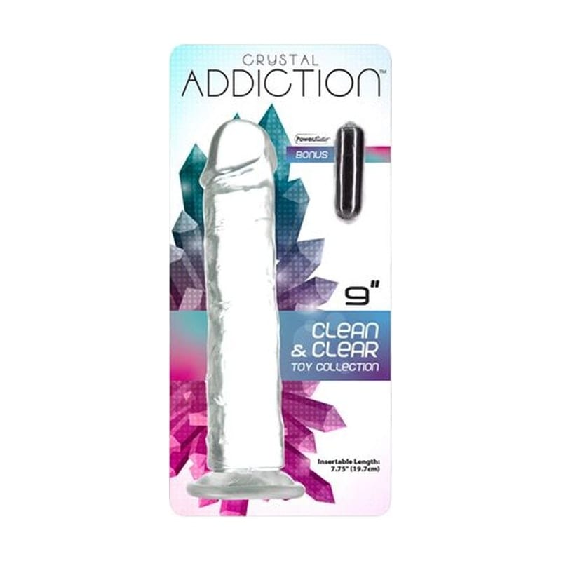 Crystal Dildo Straight 9 Inch Clear Transparent