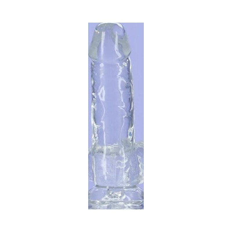 Crystal Dildo with Balls 6 Inch Clear TPE