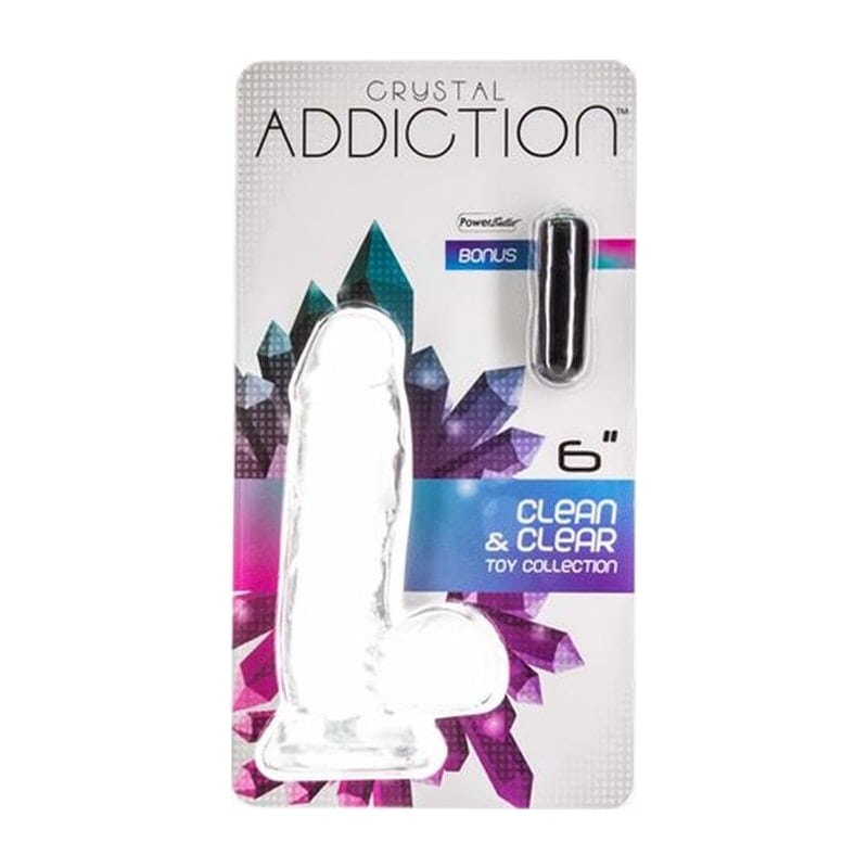 Crystal Dildo with Balls 6 Inch Clear TPE
