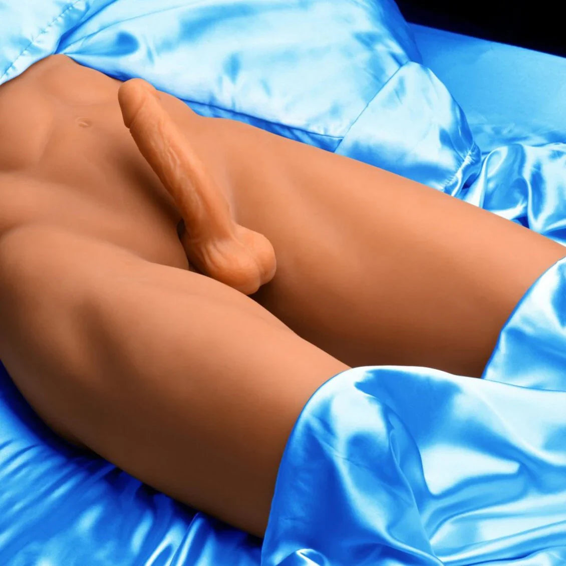 Jock Poseable Torso with Thrusting Dildo Medium Skin Tone 7 Inch Silicone Thrusting and Vibrating Male Torso
