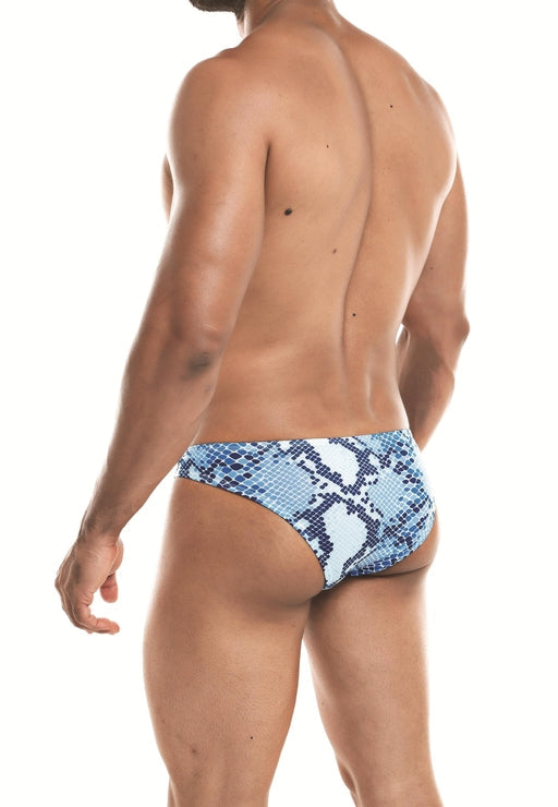 Cut 4 Men Low Rise Bikini Snake Print Blue X Large