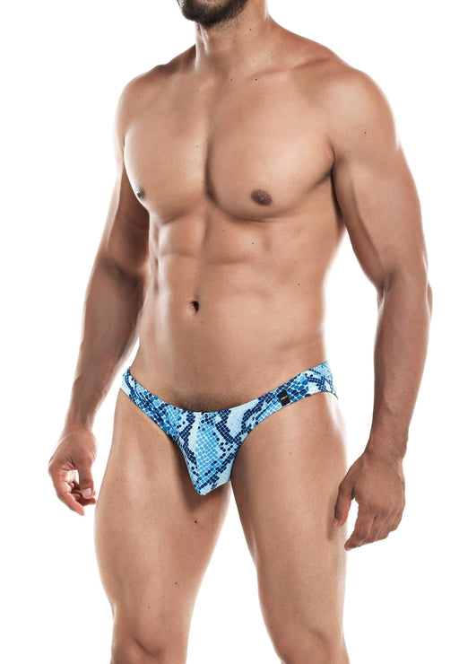 Cut for Men Low Rise Bikini Snake Print Small Blue