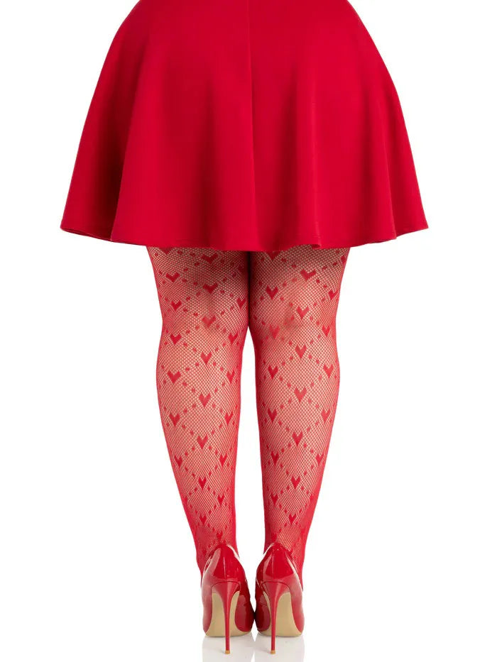 Plus Valentina Heart Net Tights – Plus Size Hosiery