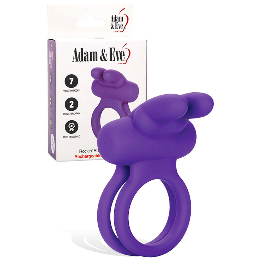 Adam & Eve Rockin' Rabbit – USB Rechargeable Silicone Cock and Balls Ring