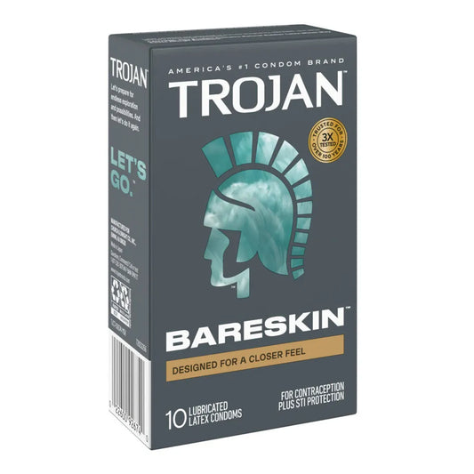 Trojan Sensitivity Bareskin Lubricated Condoms – Thin Latex Condoms 10 Pack