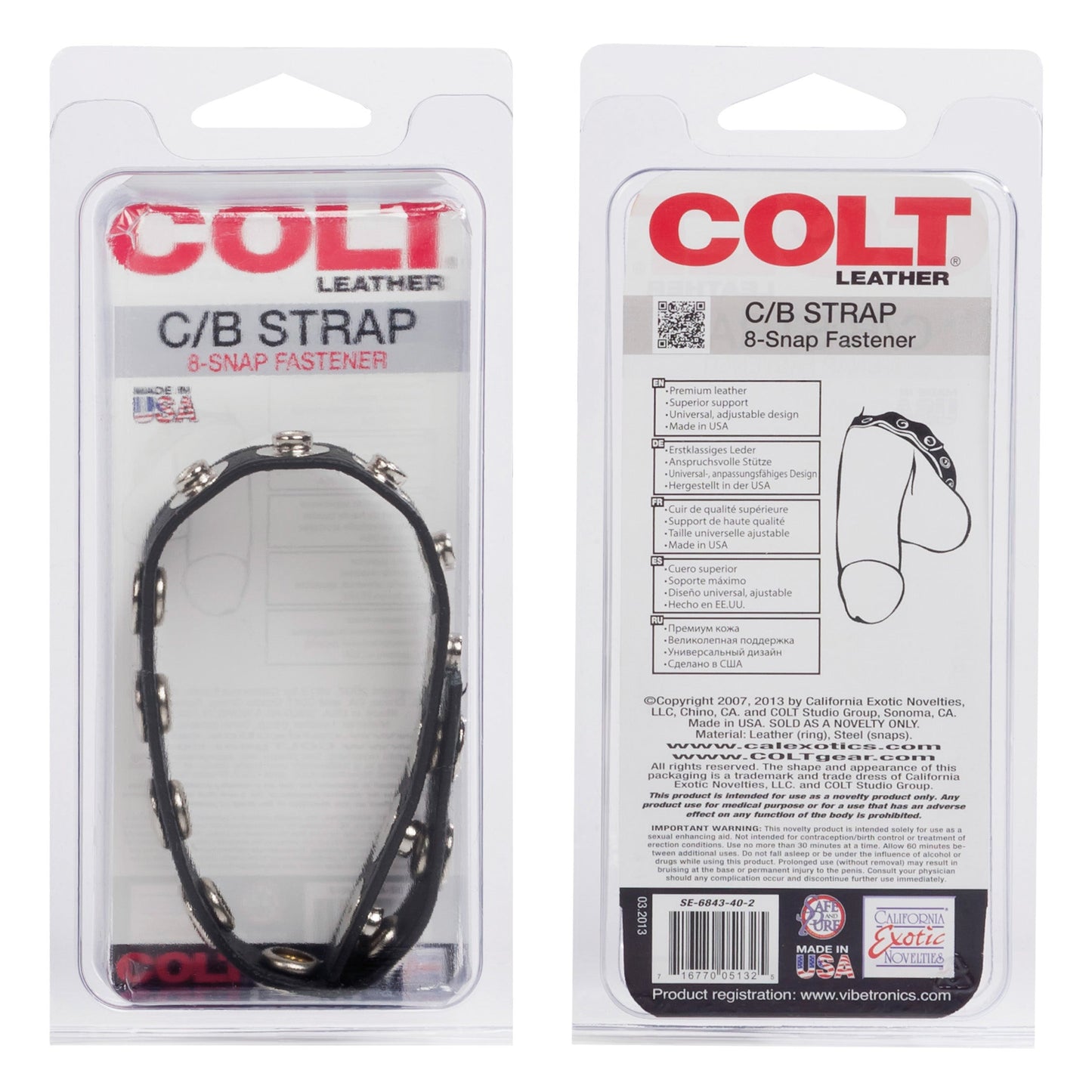 Colt 8 Snap Fastener Leather Strap – Luxury Leather Bondage Strap