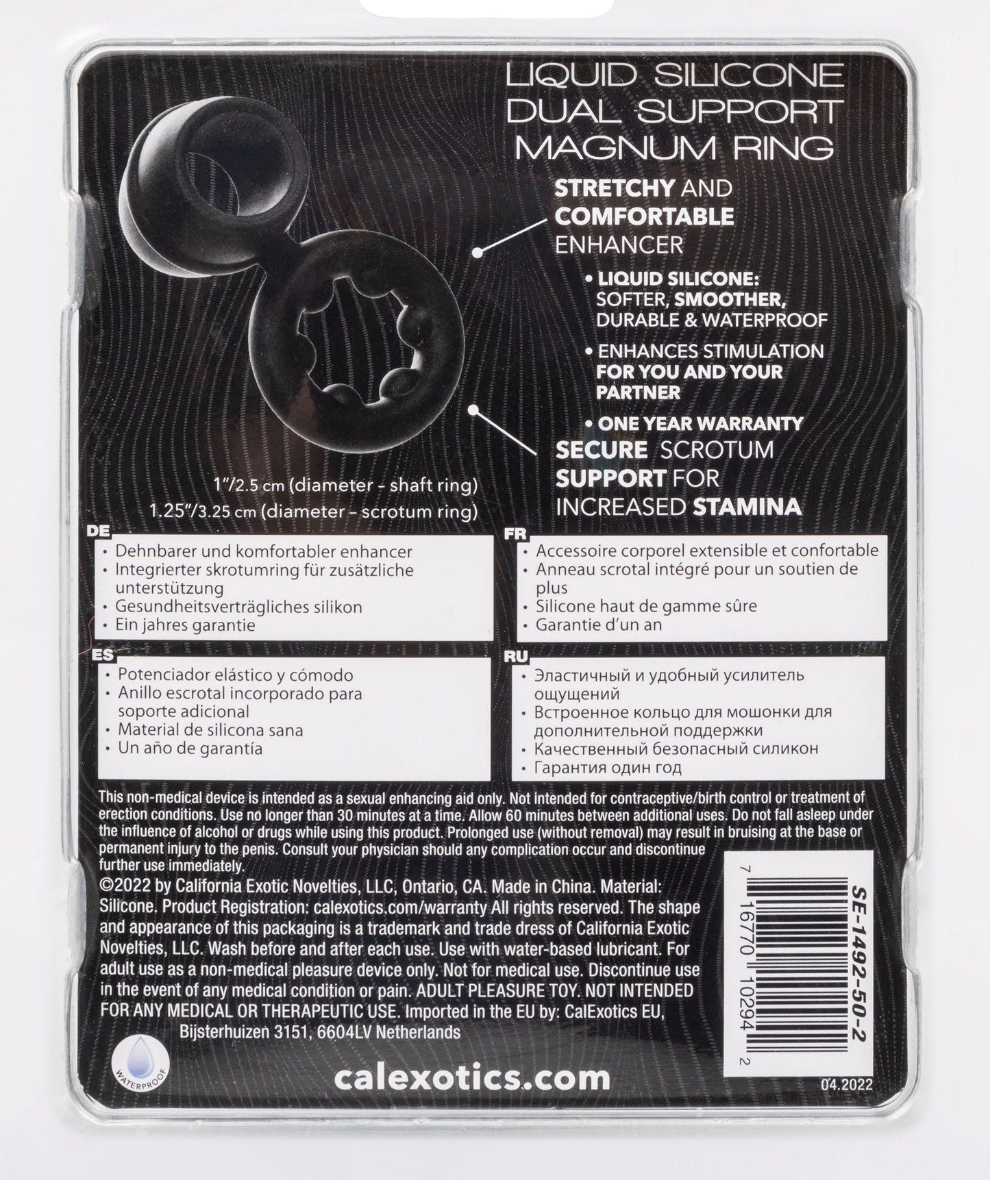 Alpha Liquid Silicone Dual Magnum Ring Black Stretchy Comfortable Size